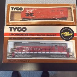 Vintage Tyco Locomotive & Box Car