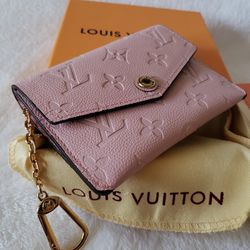 Pink Monogram Empreinte Leather Card Holder Wallet Key Pouch 
