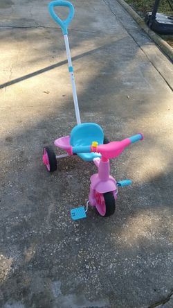 Pink Parent Assisted Push Trike Tricycle 