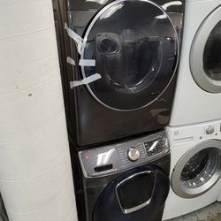 Used Samsung AddWash 5.0cu Ft Large Capacity Front Loading Washer And NEW ELECTRIC 220VOLT Stackable Dryer Set 
