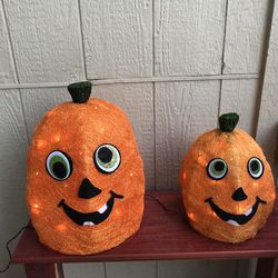 Set Of 2 Light Up Pumpkins
