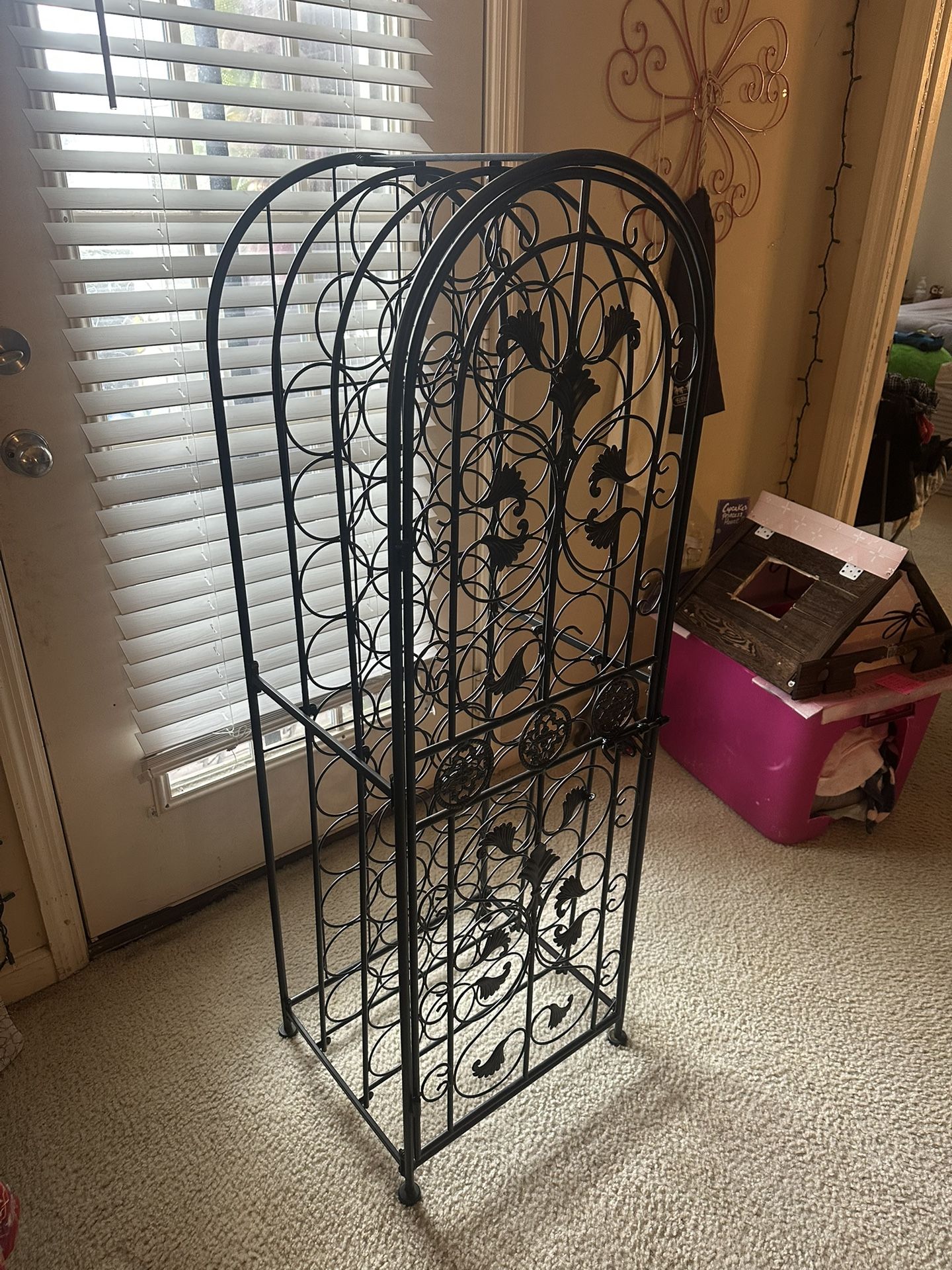 45 Bottle Wrought Iron Wine Rack Jail With Lock