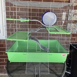 HUGE 4 LEVEL SMALL ANIMAL CAGE WITH EXERCISE WHEEL & BOTTLE