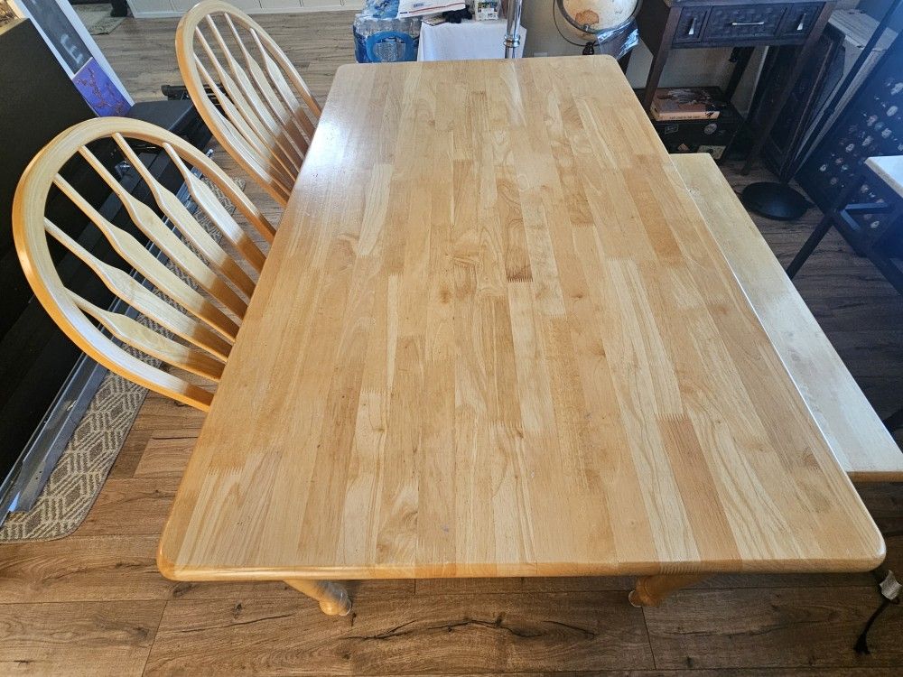 Farm House Table With Bench And 2chairs