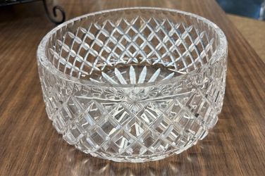 Vintage Ceska  Crystal Clear Glass Bowl Signed 8in