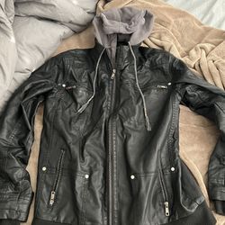 Leather Jacket Hoodie 