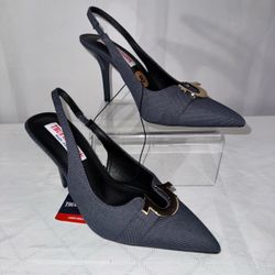 True Religion Denim Slingback Pointed-Toe Heels