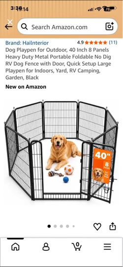 40" 8-Panel Heavy Duty Dog Playpen
