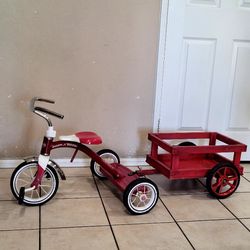 VINTAGE RADIO FLYER TRICYCLE WITH WAGON