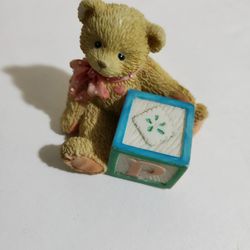 Vintage Cherished Teddies P Bear Figurine - Pink Blue Green - Rare Collectible