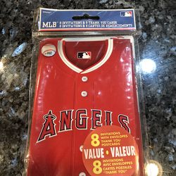 Los Angeles Angels Of Anaheim MLB 8 Invitations & 8 Thank You Cards.  Brand New Never Opened Factory Sealed .