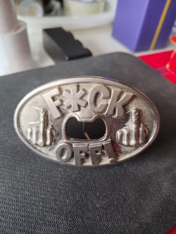 Fuck off belt buckle with bottle opener