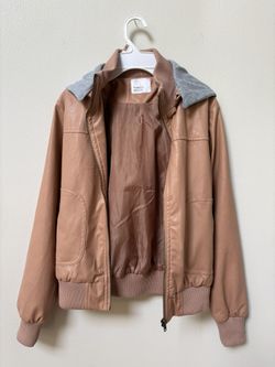 Tokyo Fashion Jacket color light brown with hoodie, size Small 