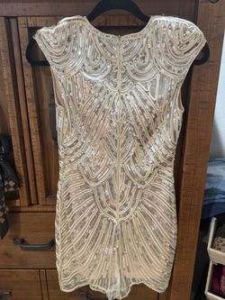 Cream And Silver Sequence Short Dress