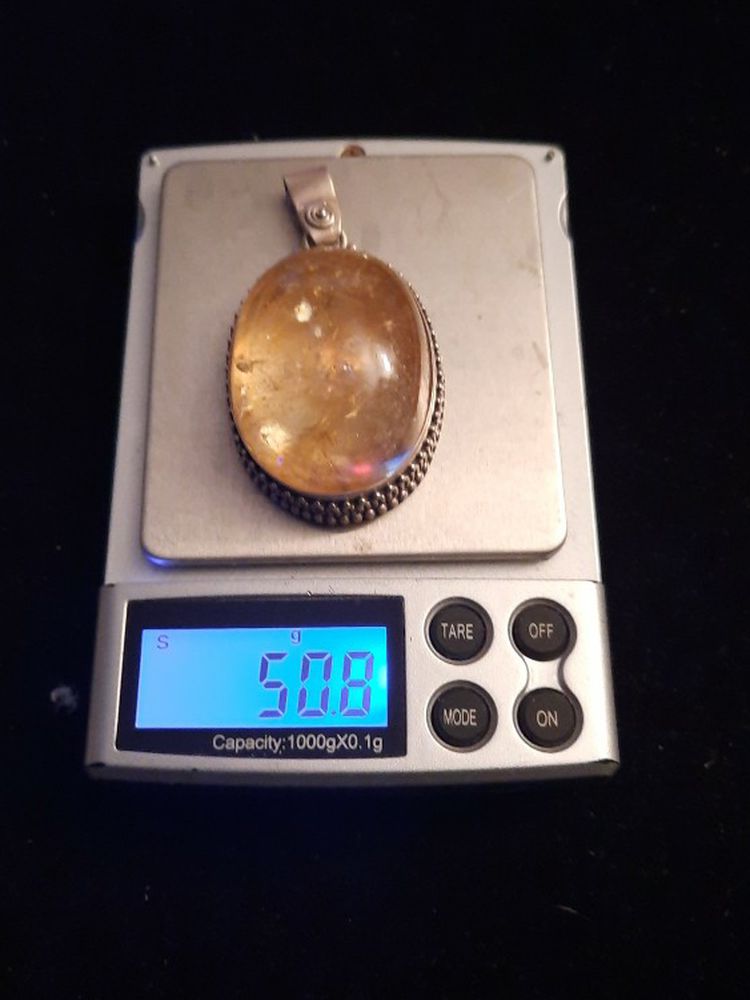 Sterling Silver Charm with Large Citrine Stone