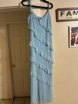 Light Blue Tiered Ruffle Maxi Dress