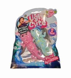 Ugly Cute Flyin' Axolotls Stretch & Fling 2 Pack Pink/Blue Squishy Viral Toy