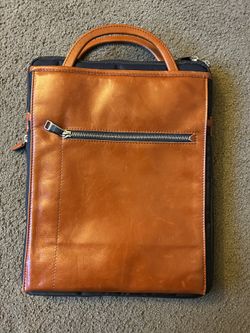 “ULTIMA TOKYO” Fashionable Men’s Bag, Orange Leather & Nylon, Like New