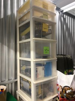 Storage six drawer container tall rolling wheels casters
