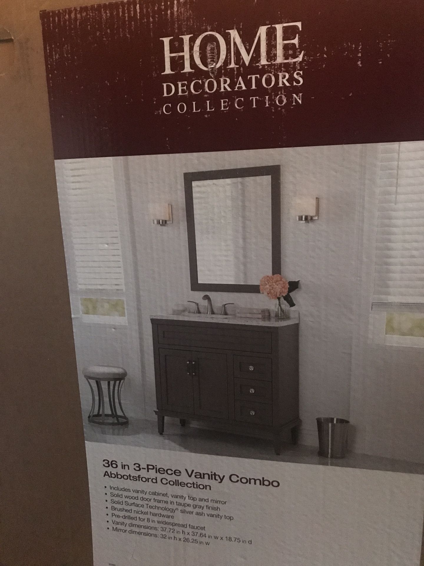Home Decorators Collection 36 in 3-Piece Vanity Combo (Abbotsford Collection) $220!