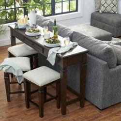 Broyhill Eden Upholstered Stools set and Console Table