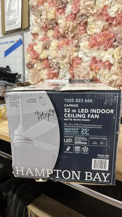 Hampton Bay Caprice 52 in. Integrated LED Indoor Matte White Ceiling Fan with Light Kit and Remote Control