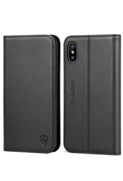 SHIELDON iPhone X Genuine Leather Phone Case Flip Wallet Credit Card Holder