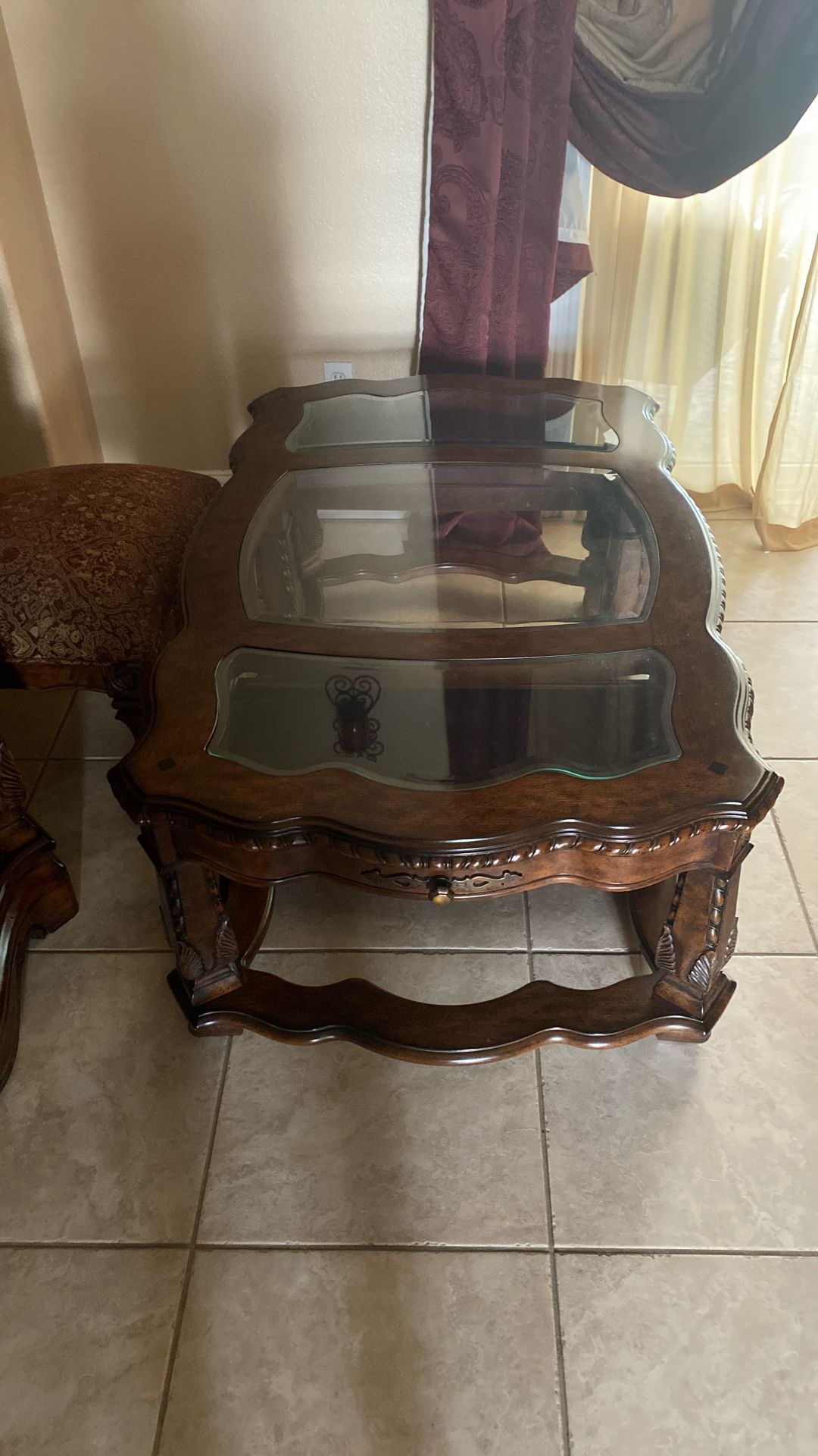coffee table with glass