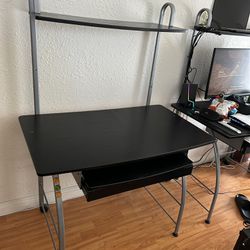 Table computer desk wooden metal frame