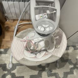 Ingenuity InLighten Baby Swing - Easy-Fold Frame & Light Up Mobile - Twinkle Tails