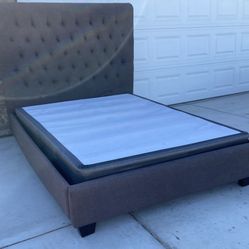 Dark Grey Queen Size Bed Frame 