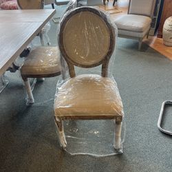 Dining Chairs: Set of 6 New Chabi Chic Style Dining Chairs, W/Oatmeal Seat Cushions & 6 Plastic Covers SKU BG8H1P