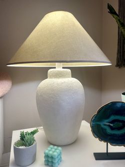 Textured White Table Lamp with Shade