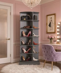 360° Rotating Shoe Cabinet | 6 Layers | Space-Saving Organizer for 24 Pairs,