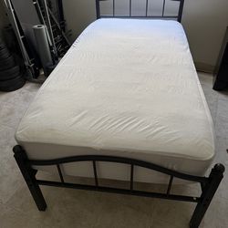 Twin XL Mattress and Metal XL Frame, Mattress Cover (New)