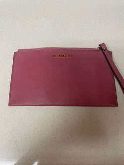 MK Pink  Leather Wristlet Clutch