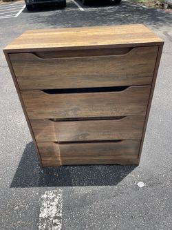 Brown Wood 4-Drawer Chest of Drawers, Freestanding Dresser