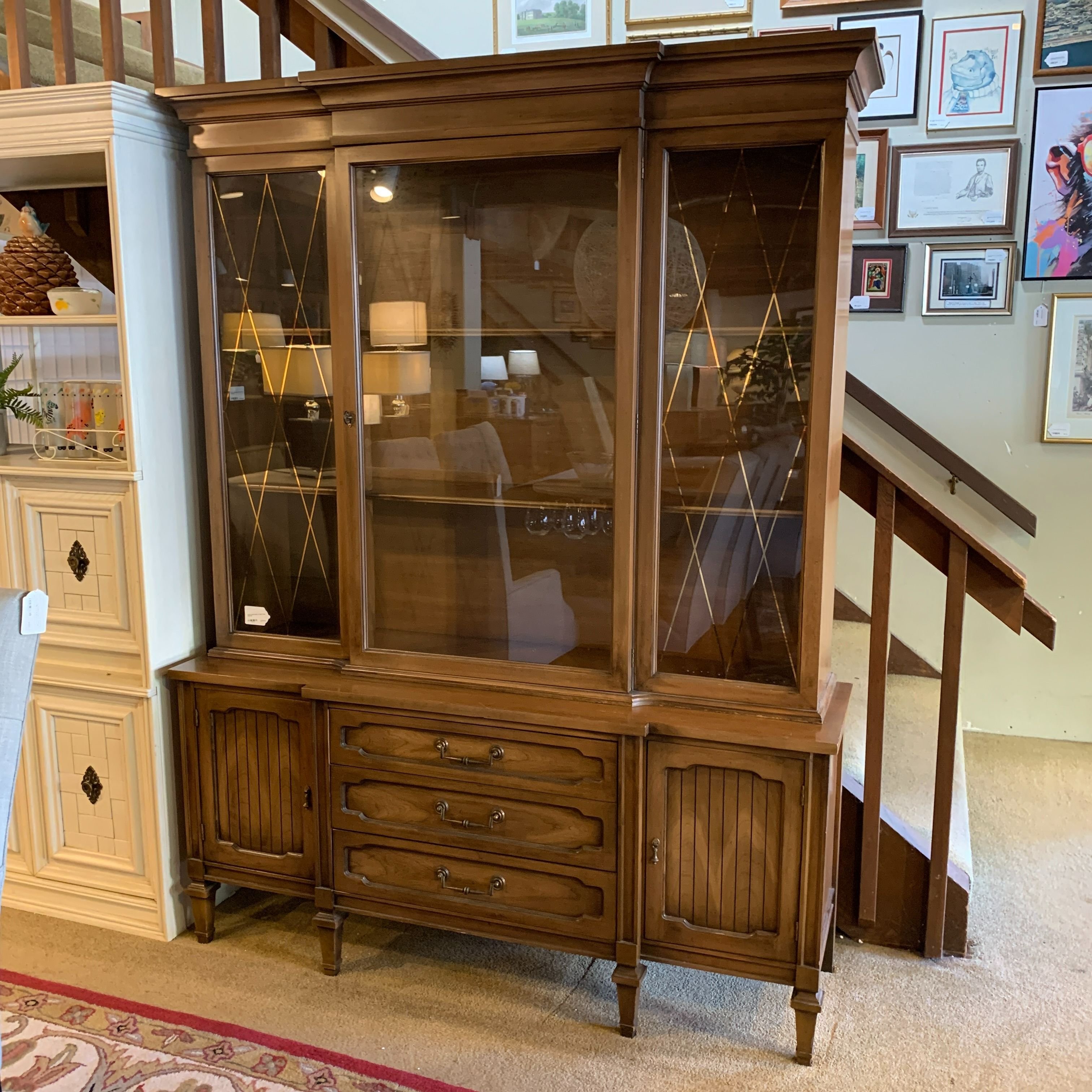 MCM 2 Piece Hutch w/ Gold Cross Detail