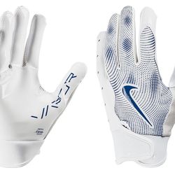 Brand New Nike Vapor Jet 8.0 Football Gloves White Game Royal Blue Youth Size Large
