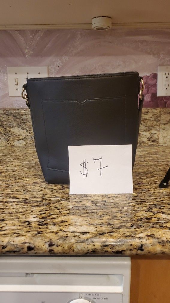 Black Faux Leather Shoulder Bag