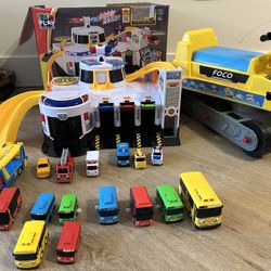 Tayo Garage Set. Ride On Truck. 15 Car Toys. 