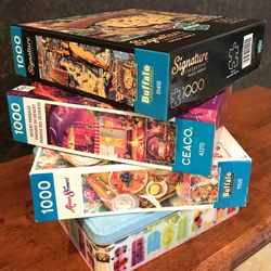 Lot of 4 - 1000 Piece Jigsaw Puzzles 🧩 