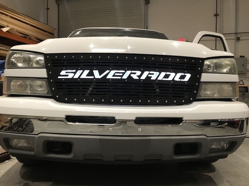Silverado custom grille X-lite technology.