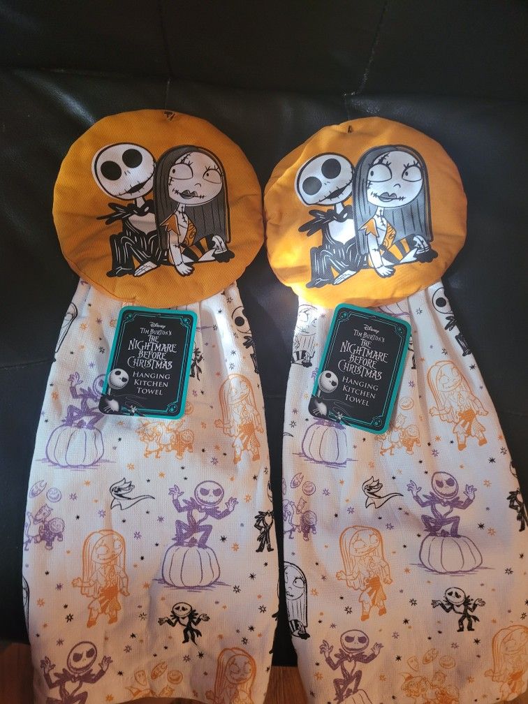 Jack and Sally Nightmare Before Christmas Hanging Towel
