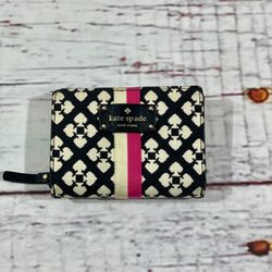  KATE SPADE Mini multi color Signature Canvas Zipper Wallet 