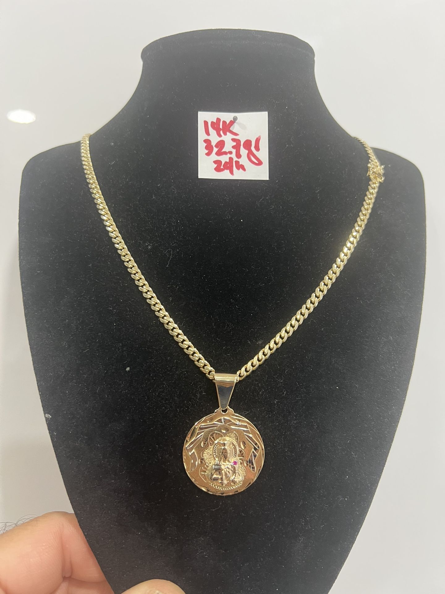 14K Solid Gold π¨πΊ Links Chain and Pendant 32.7Gr 24 Inches Long