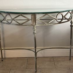 Half Moon Glass Topped Entryway Console Table