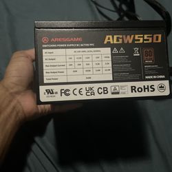 Aresgame 550w Power Supply, 80+ Bronze Certified ATX PSU (agw550, Non-modular), Black