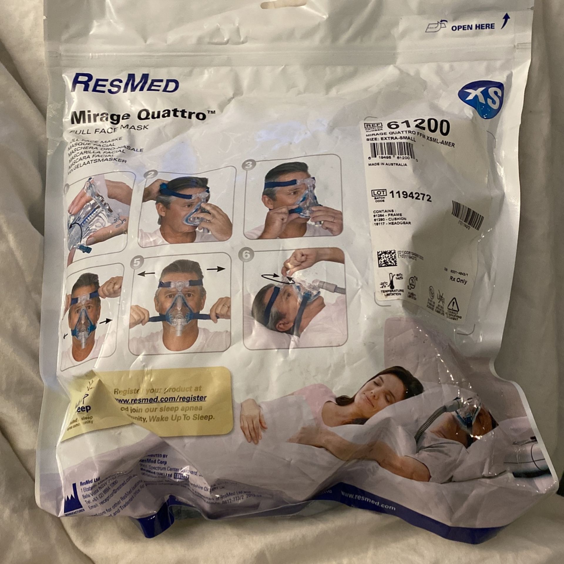 CPAP Mask RESMED Mirage Quattro  XS