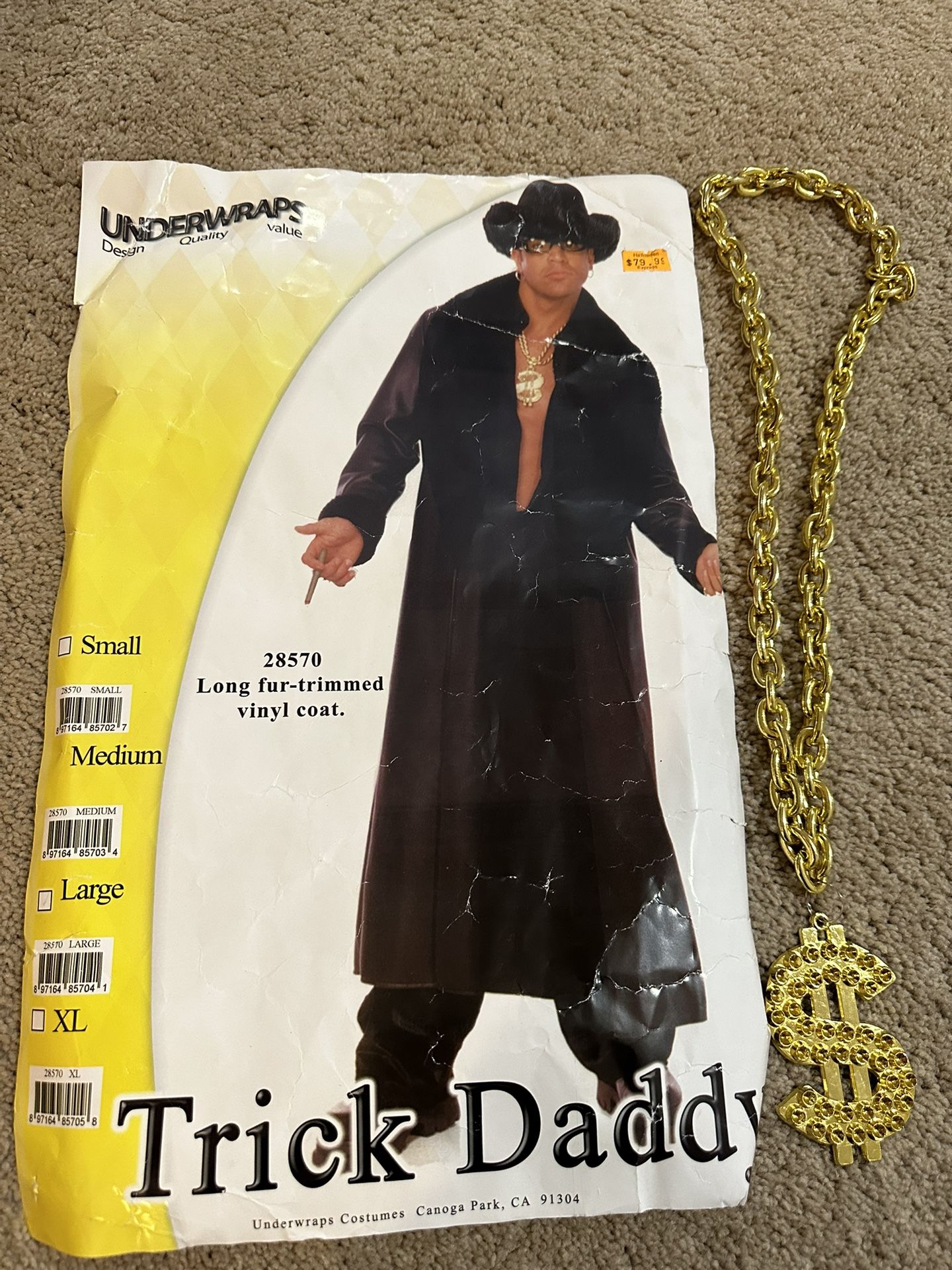 MENS Lightweight Fur Trimmed Halloween Costume(rockstar/cowboy/wizard/ Trick Daddy/ And More!  Jacket SZ lLARGE Retail  $80